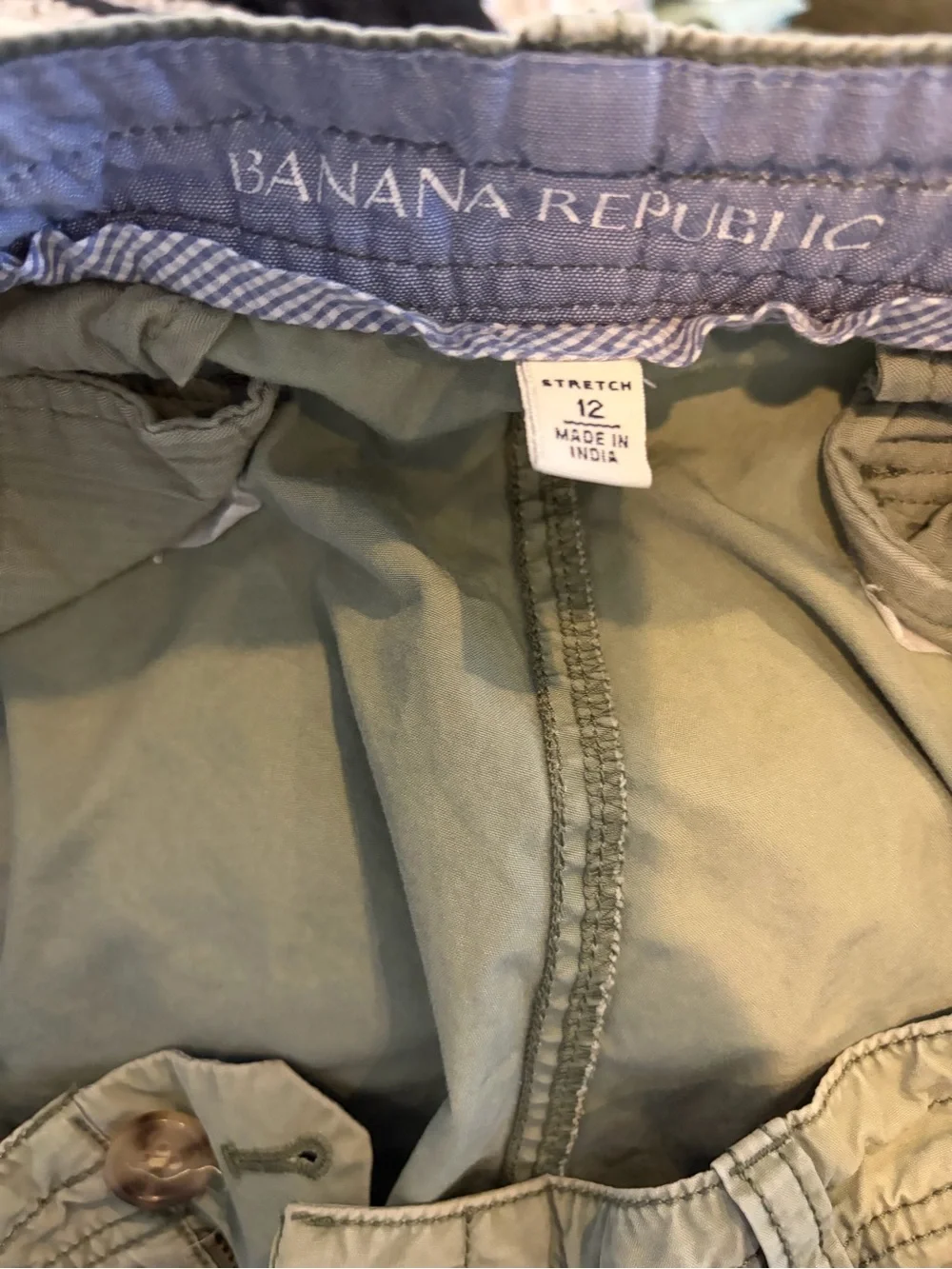 Vintage Banana Republic Y2K Cargo Pants Drawstring Ankle Khaki Green size 12